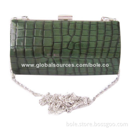 Evening Bag with Silver Metal Frame and Chains, Customized Designs Welcomed